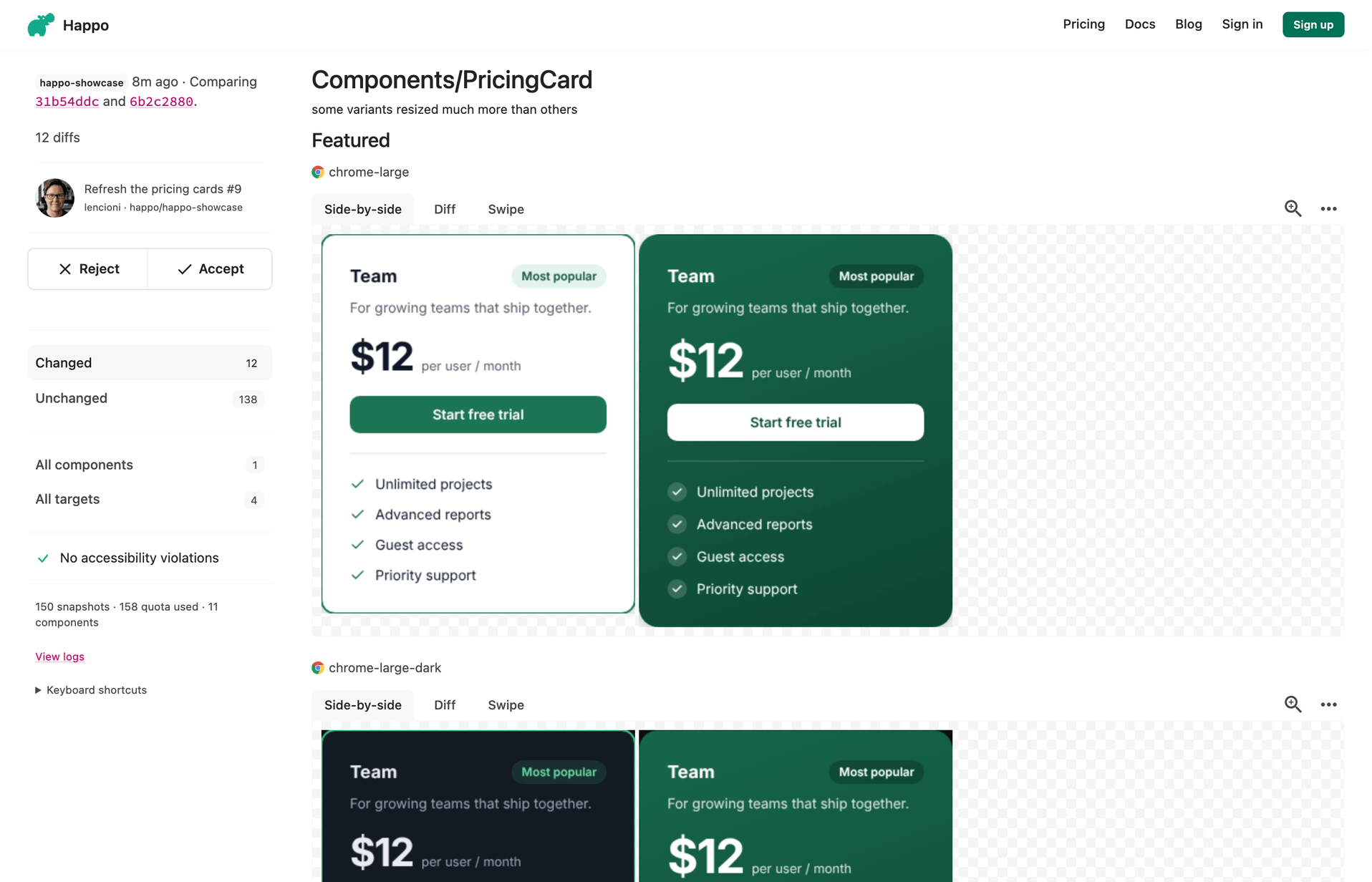 Happo compare page